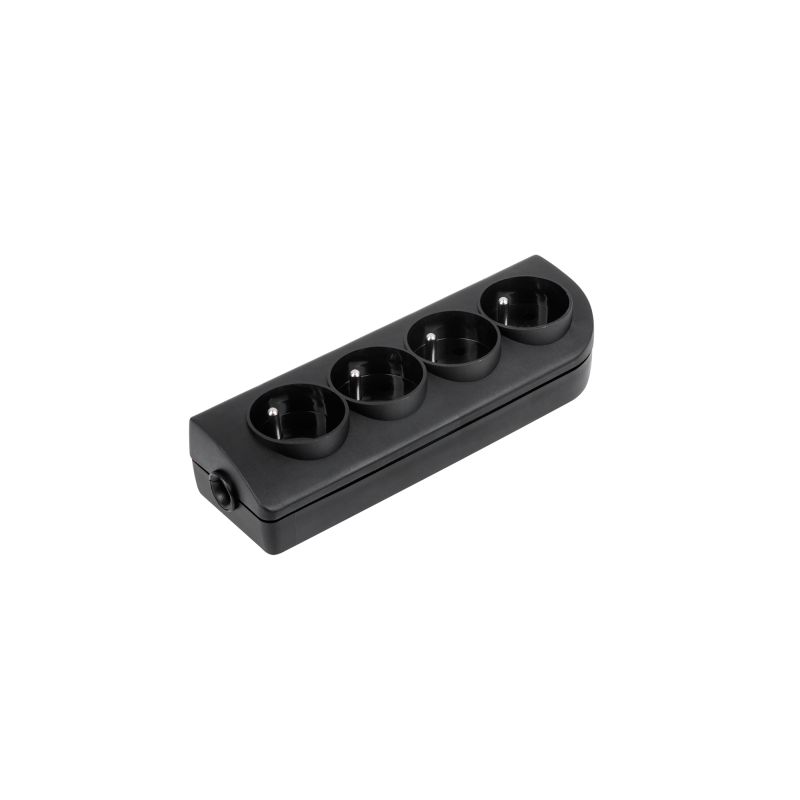 Förlängningssladd med 4 uttag och jordning, svart GN-40-2.