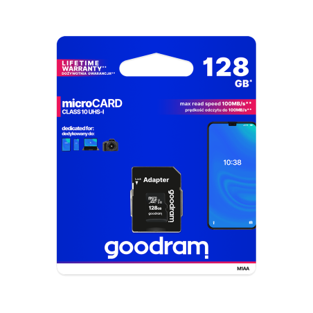 66-279- MicroSDXC-kort 128 GB + SD-adapter cl10 goodram uhs-i