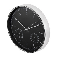 Väggklocka silver 12'' 30cm med termometer och hygrometer CE60 S