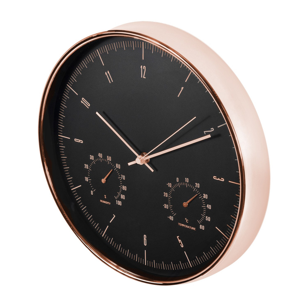 Väggklocka guld 12'' 30cm med termometer och hygrometer CE70 G Väggklocka guld 12'' 30cm med termometer och hygrometer CE70 G