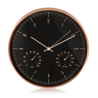 Väggklocka guld 12'' 30cm med termometer och hygrometer CE70 G