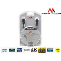 Przewód kabel HDMI-HDMI v1.4 Maclean, gold ethernet, 30AWG, 1.8m, MCTV-524