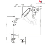 Monitorfäste Maclean, dubbelarm, med gasfjäder, 17'-32', 8 kg, MC-775