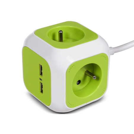 MagicCube fyrfaldigt eluttag GreenBlue, 2 USB-ingångar, 1,4m, GB118