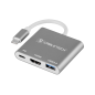 Adapter Cabletech med USB-C-kontakt till USB 3.0 HDMI 2.0 USB-C-uttag.