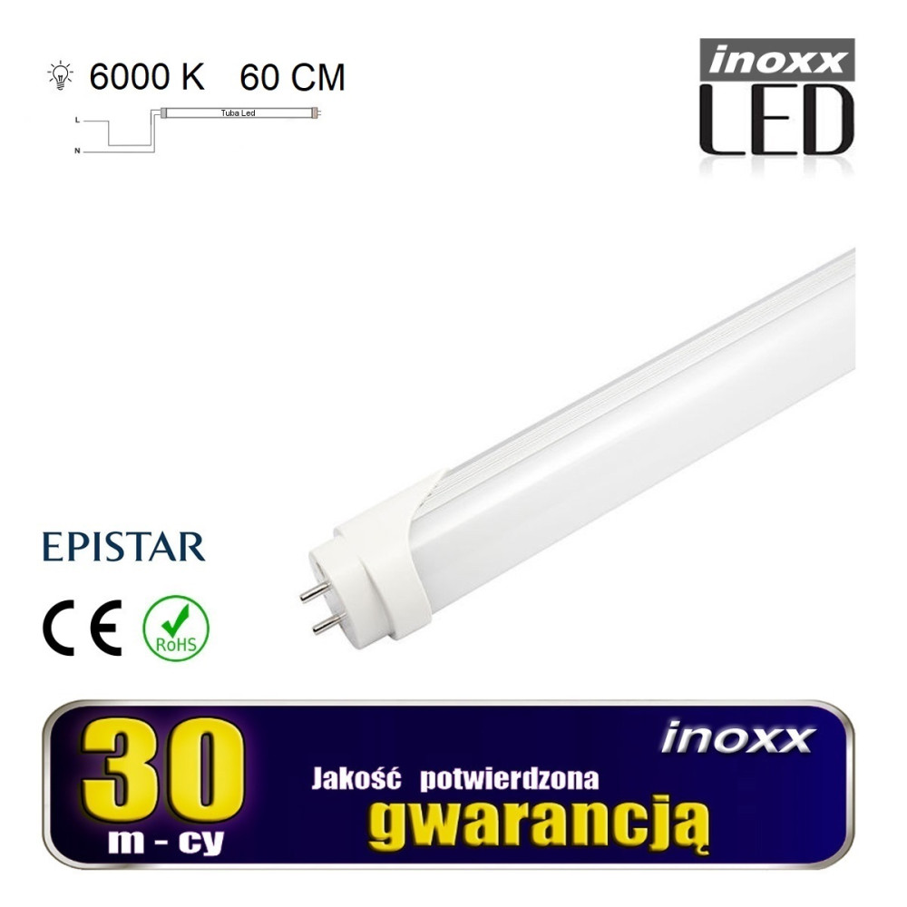 LED-lampa 60 cm 9W T8 6000K G13 enkelriktad kall LED-lampa 60 cm 9W T8 6000K G13 enkelriktad kall
