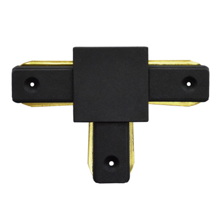 Anslutning för svarta enfasiga skenorna formad som en T, 230V.