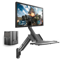 Väggfäste för Maclean-monitor och tangentbord med gasfjäder och hållare för dator-CPU, 17'-32', 9 kg, MC-838.
