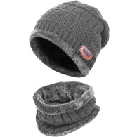 BQ52E Kpl unisex mössa och halsduk i grått