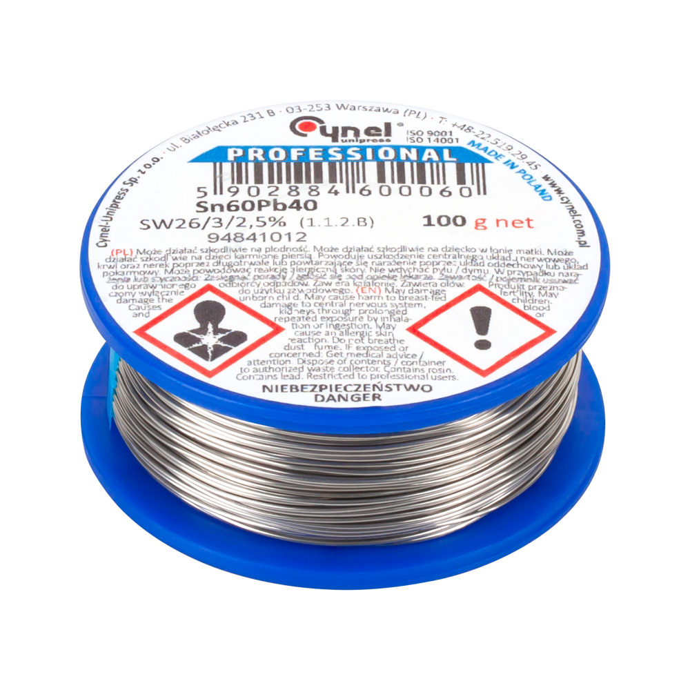 Cyna 0.56mm/100g Sn60Pb40 CYNEL Cyna 0.56mm/100g Sn60Pb40 CYNEL