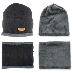 BQ52D Kpl unisex mössa och halsduk svart