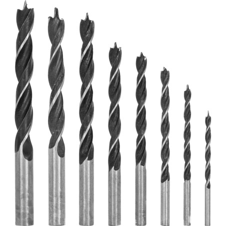 Borrsatser för trä, 8 stycken (3-10 mm) i fodral.