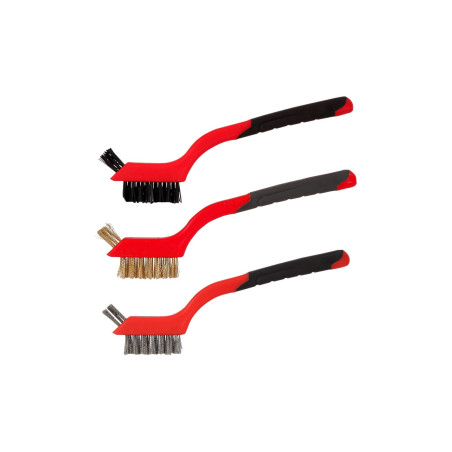 Set med 3 stålborstar, 3x7 rader, 180mm, proline