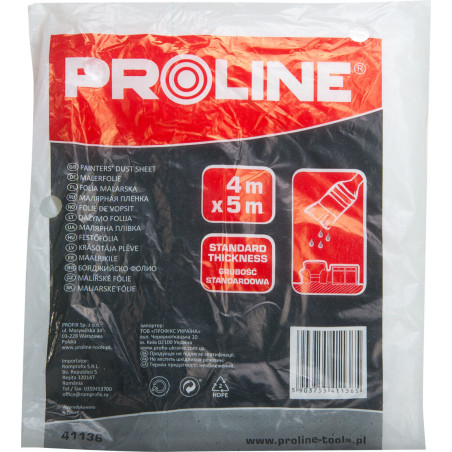 Tjock plastfilm (tjocklek: ca 45 mikrometer) 4x5m LDPE-målningsextramaterial proline