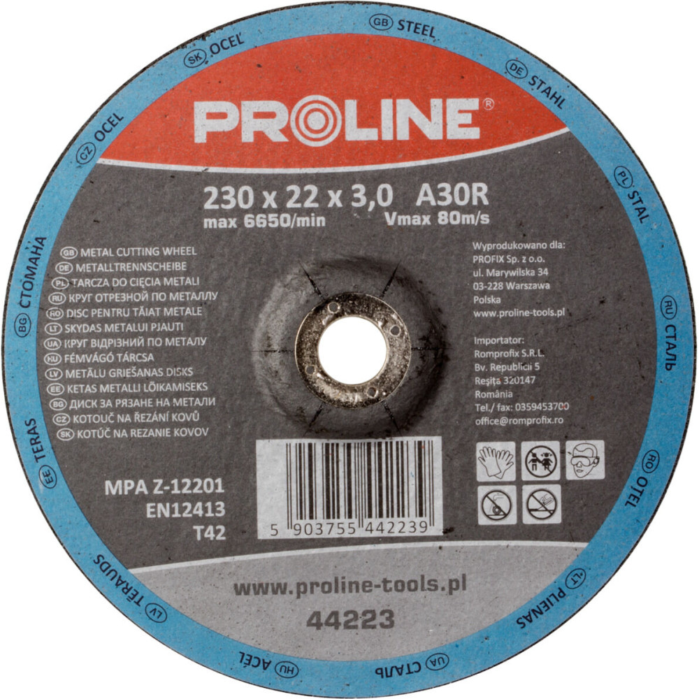 Tarcza do cięcia metalu wyp. t42, 125x2.5x22a36s proline Tarcza do cięcia metalu wyp. t42, 125x2.5x22a36s proline