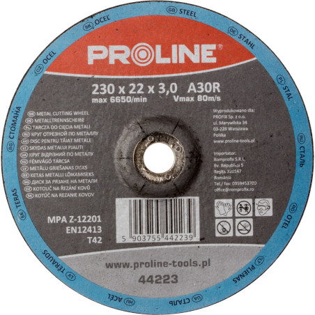 Skiva för metallskärning typ t42, 230x3.0x22a30r proline