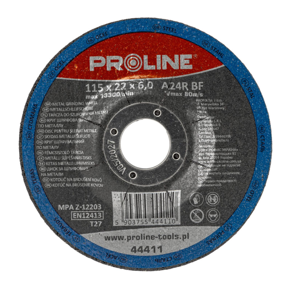 Tarcza do szlifowania metalu, t27, 115x6.0x22a24r proline Tarcza do szlifowania metalu, t27, 115x6.0x22a24r proline