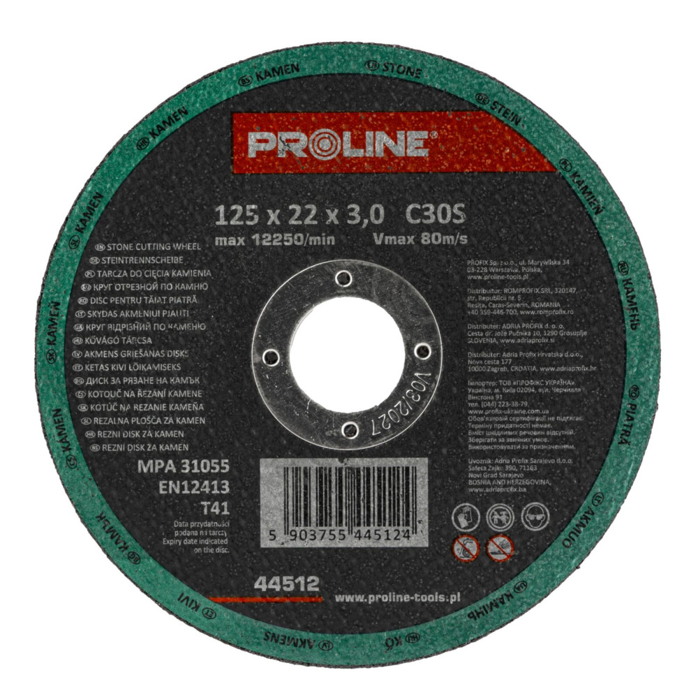 Tarcza do cięcia kamienia, t41, 125x3.0x22c30s proline Tarcza do cięcia kamienia, t41, 125x3.0x22c30s proline