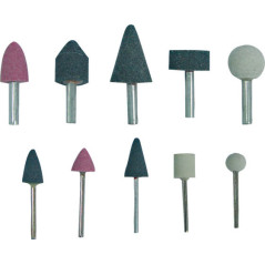 Slipstenar med skaft 6 och 3 mm, set om 10 stycken.