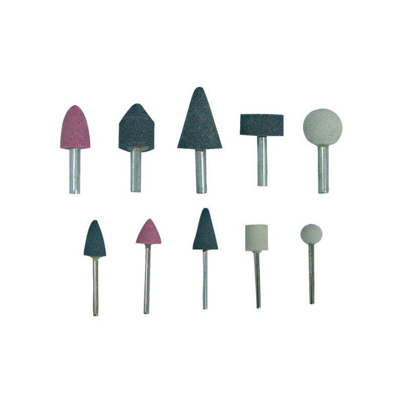 Slipstenar med skaft 6 och 3 mm, set om 10 stycken.