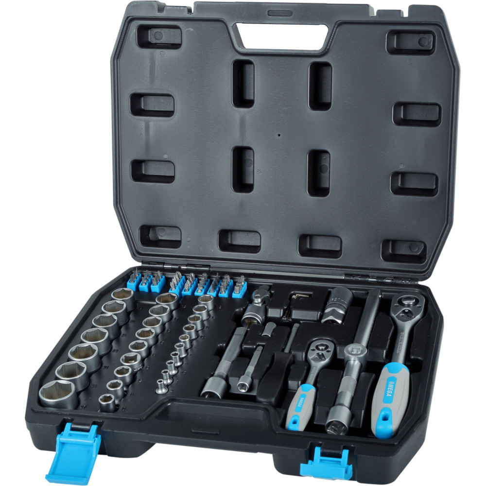 Ett set med 72 stycken hylsor och spetsar i storlekarna 1/2'', 1/4'', 4-27mm.