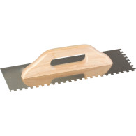 Rostfritt stål 380*130mm, tand 10*10mm, trähandtag