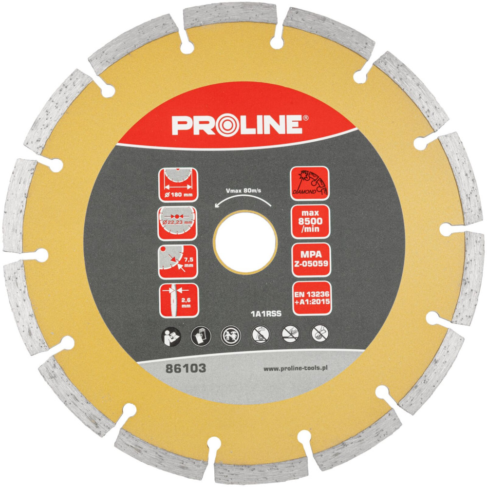 Diamantskiva segment (byggmaterial) 180*2.6*7.5*22.23 Proline Diamantskiva segment (byggmaterial) 180*2.6*7.5*22.23 Proline