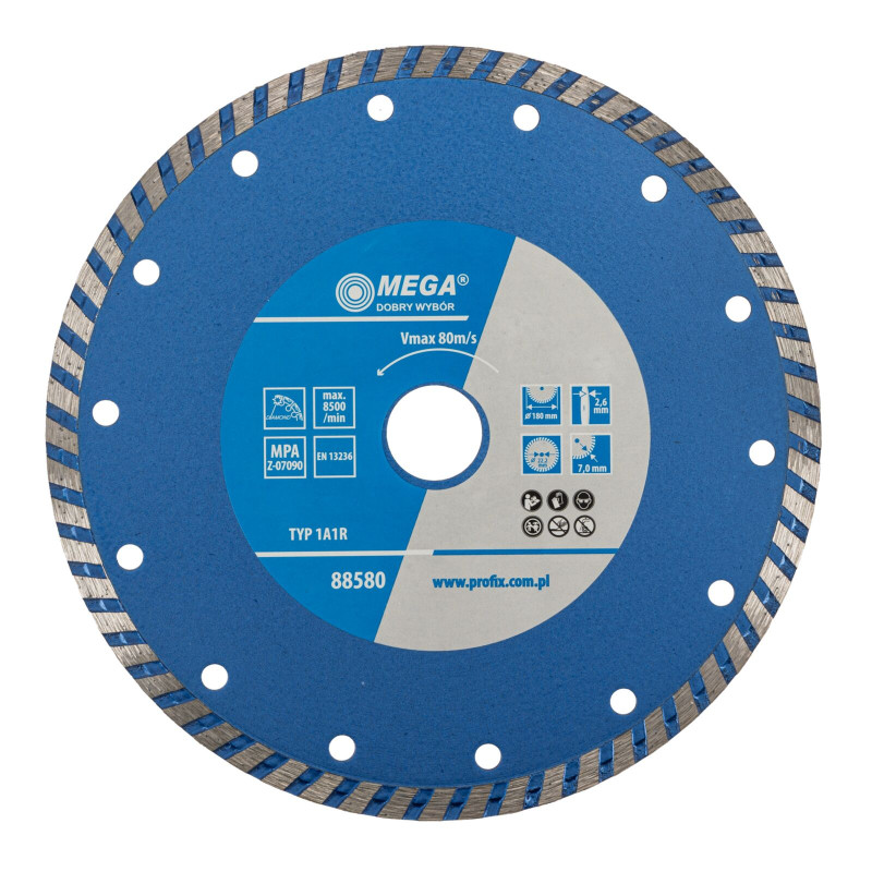 Diamantskiva turbo (byggmaterial) 180*2.6*7.0*22.2