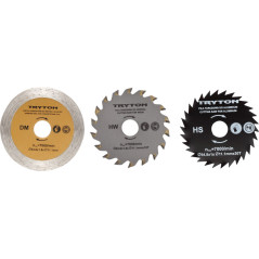 Ett set med skivor av HSS+TCT+diamant för TPW500K kapmaskin - 3 stycken.