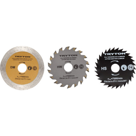 Ett set med skivor av HSS+TCT+diamant för TPW500K kapmaskin - 3 stycken.