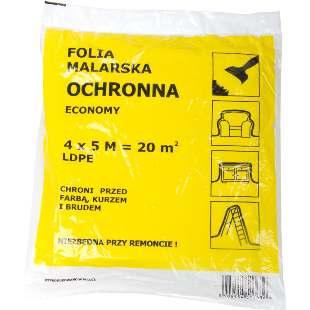 Folia malarska hdpe 4*5m, cienka (grubość: ok.7 mikro-m) Folia malarska hdpe 4*5m, cienka (grubość: ok.7 mikro-m)