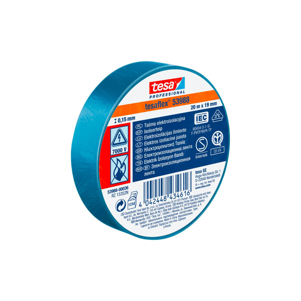 Taśma elektroizol.5000v pcw 20m:19mm niebieska(h5394877) Taśma elektroizol.5000v pcw 20m:19mm niebieska(h5394877)