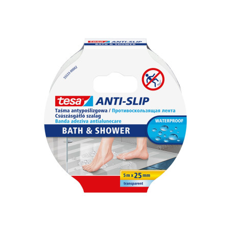 Halkskyddsremsa 25 mm bred, 5 m lång, vattentät för badrum.