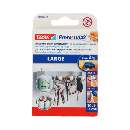 Självhäftande tejpremsor Powerstrips 10 stora till 2 kg