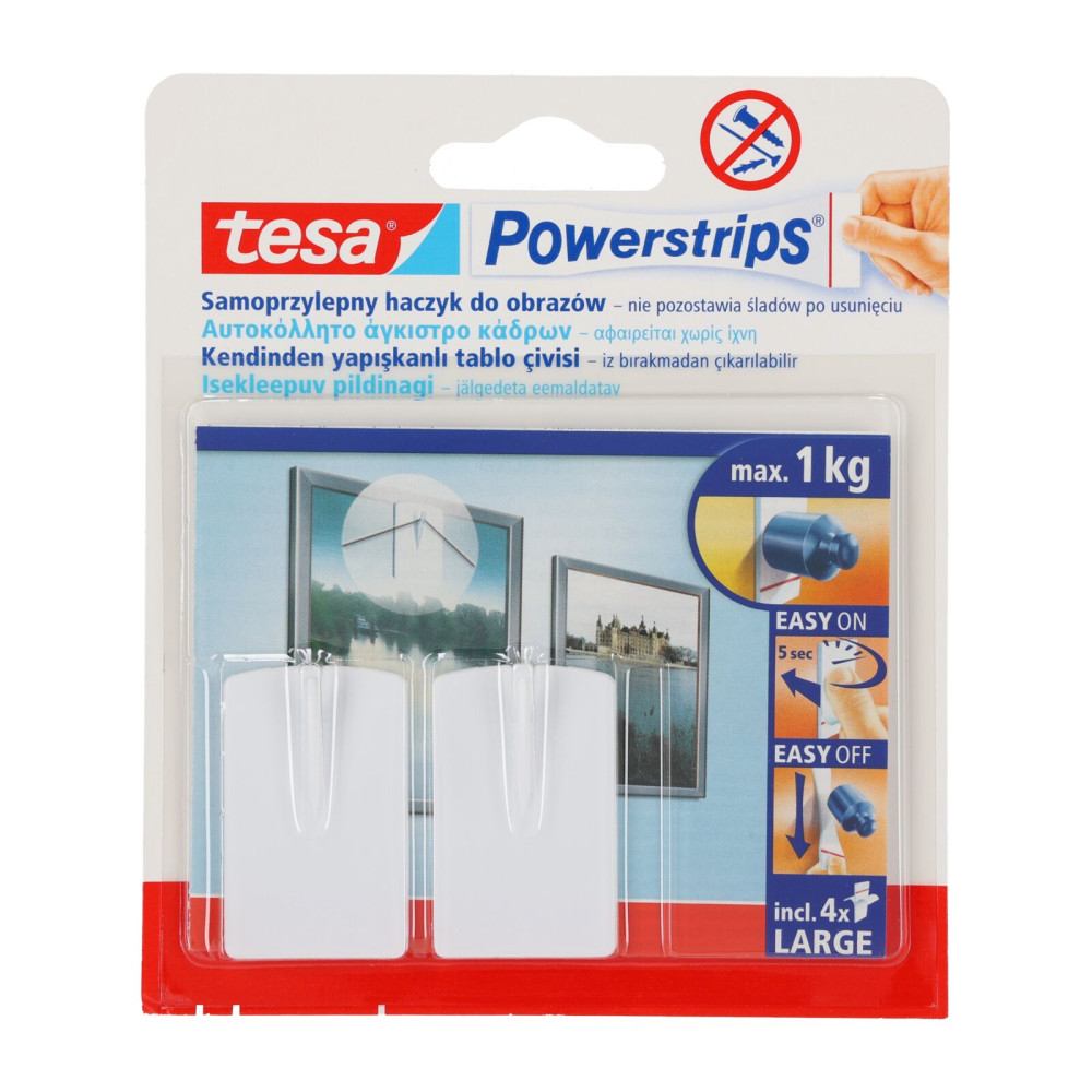 Krokar med självhäftande Powerstrips, 2 stycken, för tavlor, vita. Krokar med självhäftande Powerstrips, 2 stycken, för tavlor, vita.