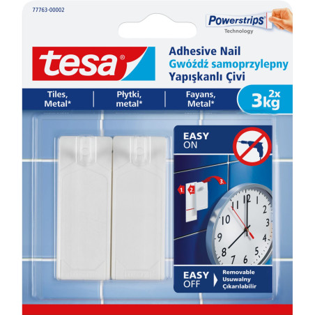 Självhäftande spikar, 2 stycken, upp till 3 kg, för plattor (+3 st.)