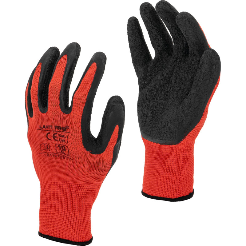 Latexhandskar svart-röd l211209p, 12 par, '9', CE, Lahti