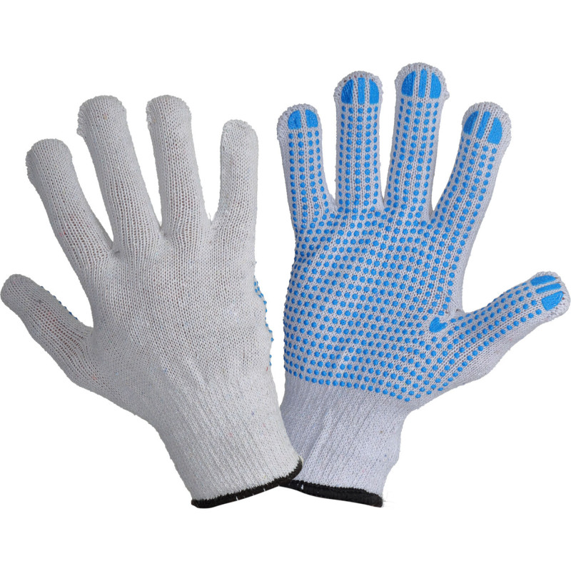Handskar i vitt-blått, l240410p, 12 par, '10', CE, Lahti Handskar i vitt-blått, l240410p, 12 par, '10', CE, Lahti
