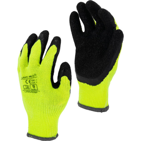 Handskar, fodrade, svart-gul, l250409p, kort, '9', CE, Lahti