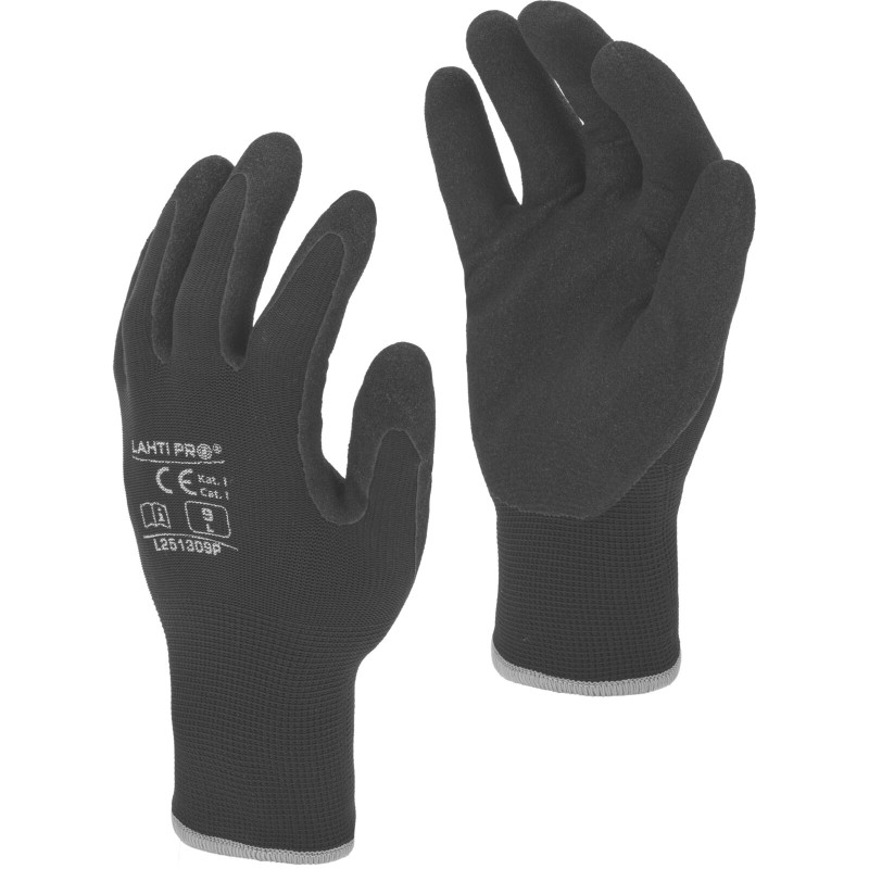 Handskar, fodrade, svarta l251310p, kort, '10', CE, Lahti