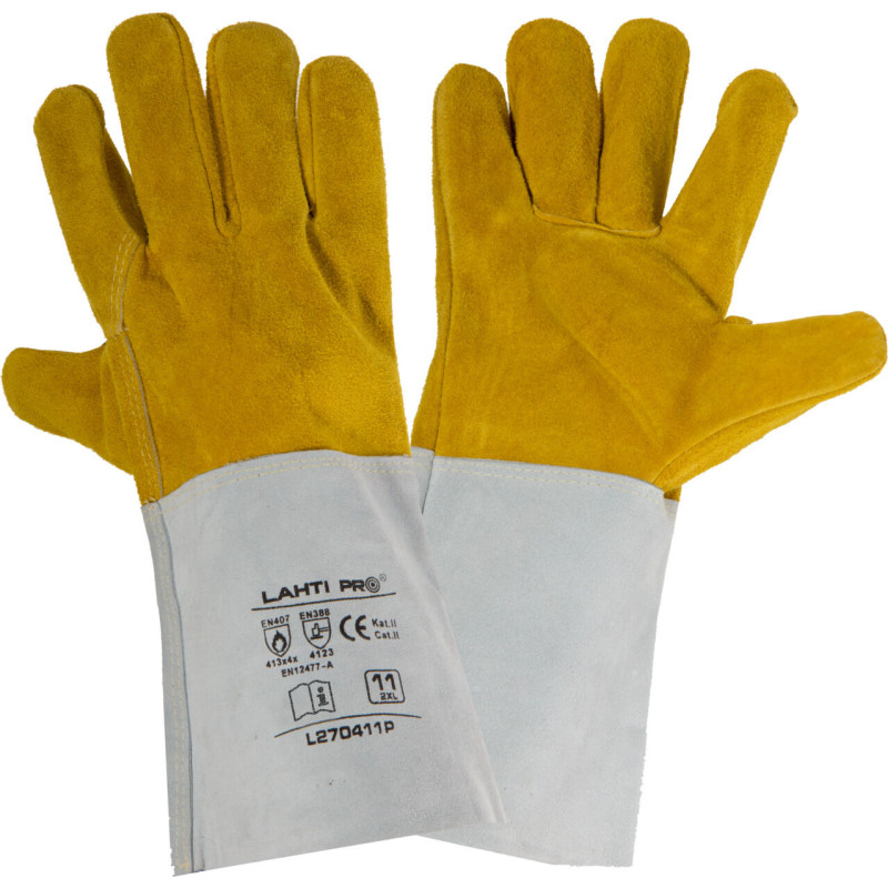Handskar av läder, svetsning, l270411p, kort, '11', CE, Lahti