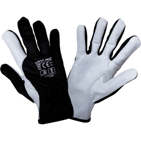 Handskar av getskinn. svart. l270708p, kort, '8', ce, lahti