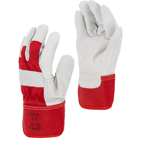 Handskar av getskinn. röd l270910p, kort, '10', ce, lahti