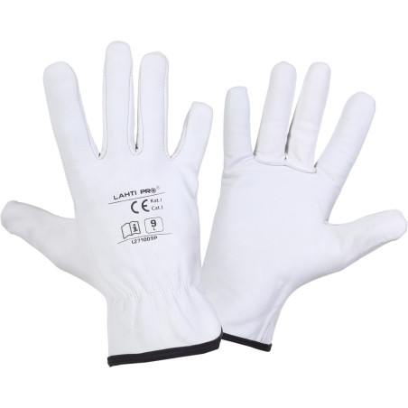 Handskar av getskinn. vita l271010p, kort, '10', ce,lahti