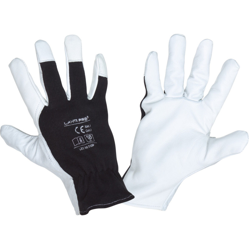 Handskar av getskinn. Svart l271608p, kort, '8', ce,lahti