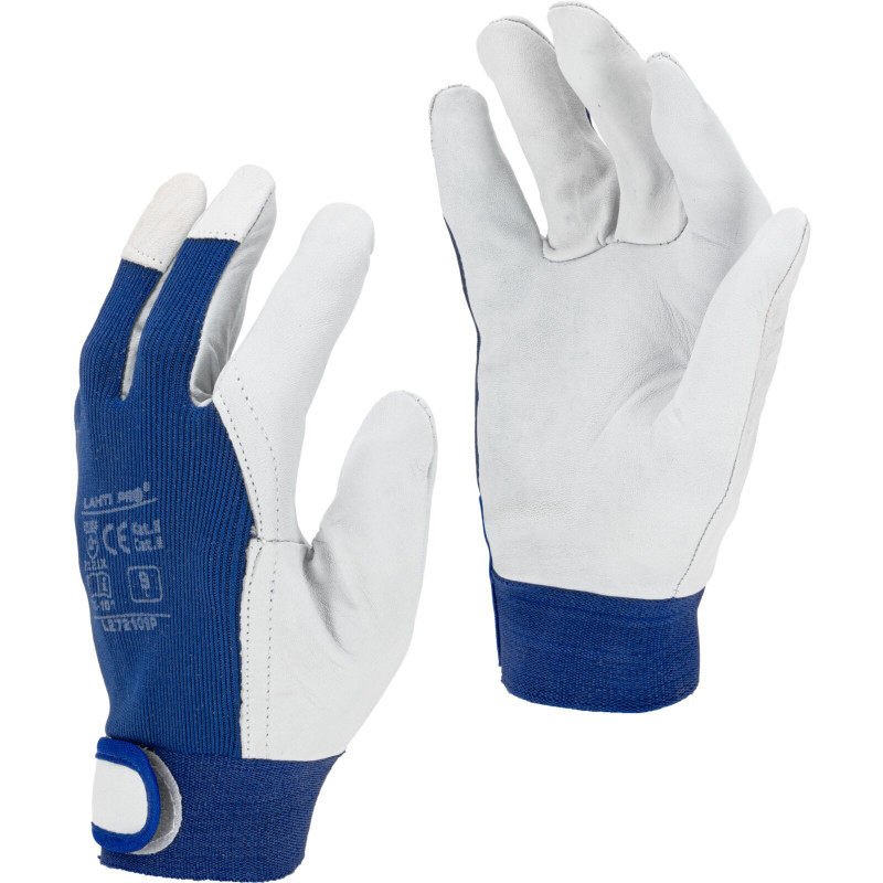 Handskar i getskinn, blå, l272111p, 12 par, '11', CE, Lahti