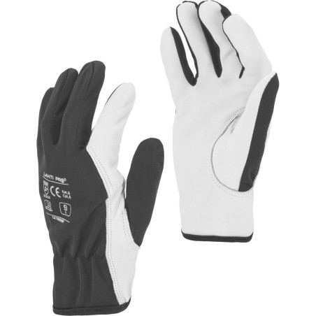 Handskar i getskinn. Svarta l272208p, 12 par, '8', CE, Lahti