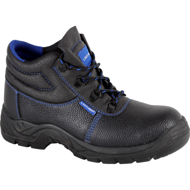 Läderstövlar svart-blå, stl. 43, med snörning, CE, Lahti