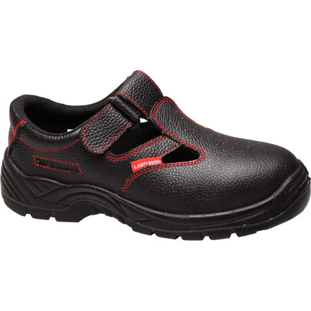 Svarta lädersandaler utan tåkappa, storlek 47, CE-märkta, Lahti.