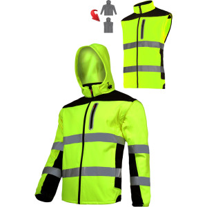Softshell varning med avtagbara ärmar, gul, 'l', ce, Lahti